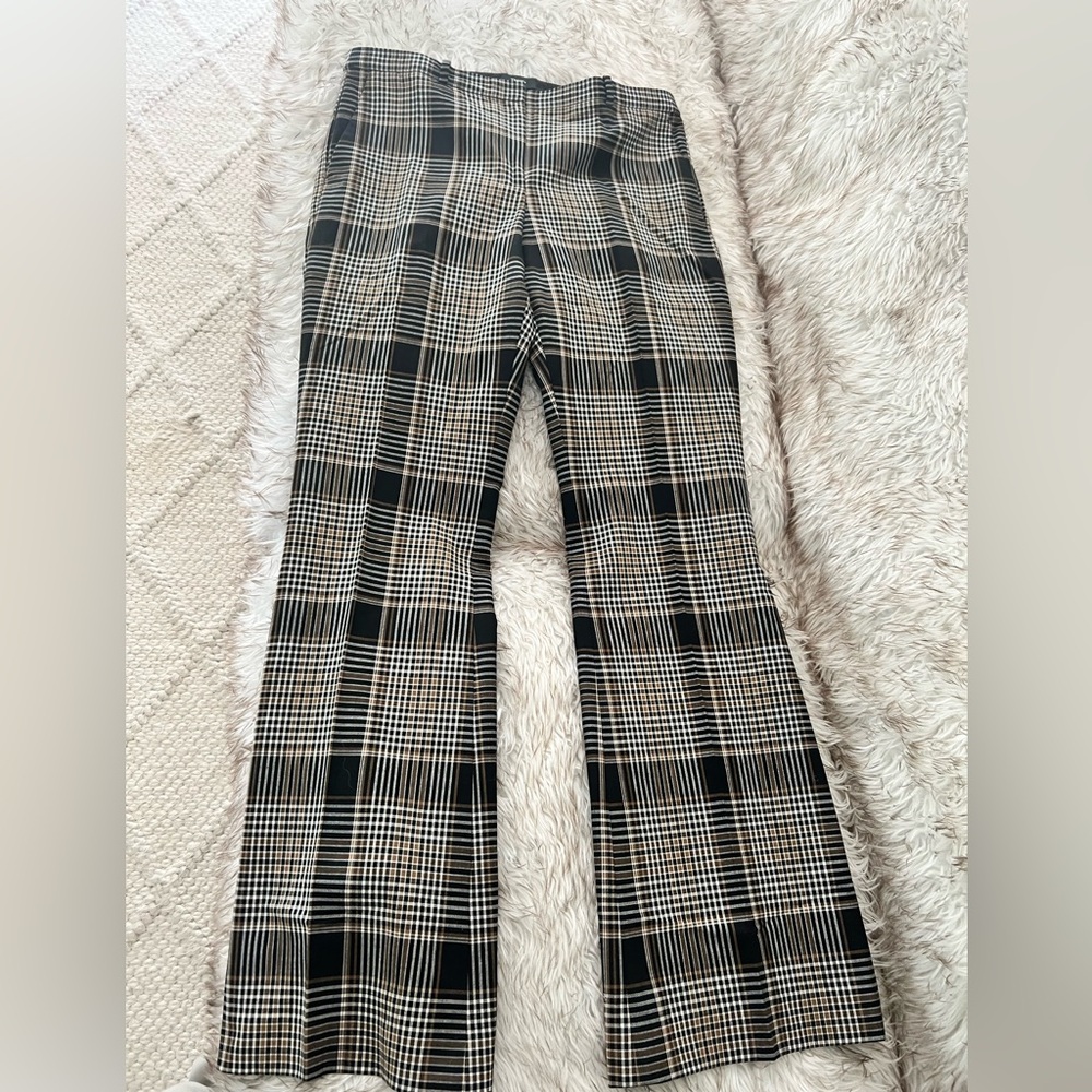 Theory Black and Brown Checkered Pants